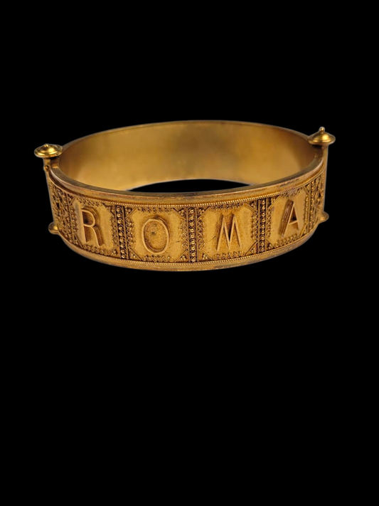 Fine Archaeological revival 18ct buttery yellow gold ROMA bangle
SKU: 8337