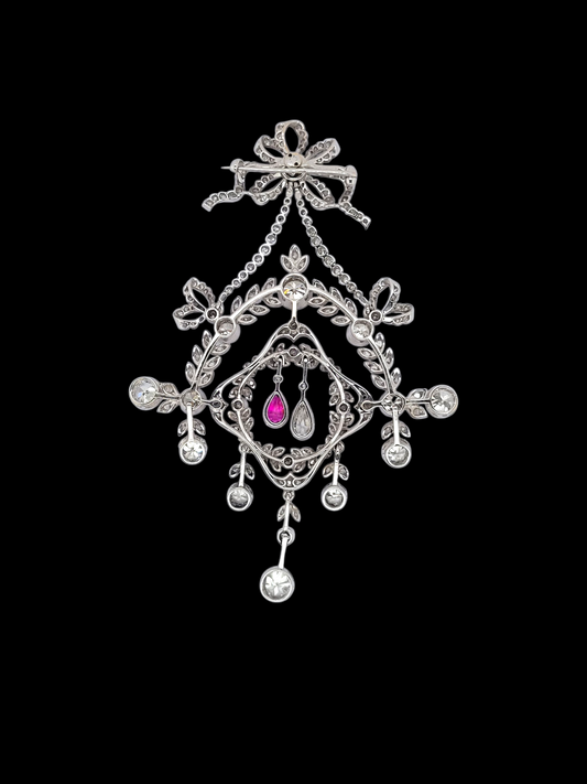 Belle epoque ruby and diamond pendant/brooch
SKU: 8353