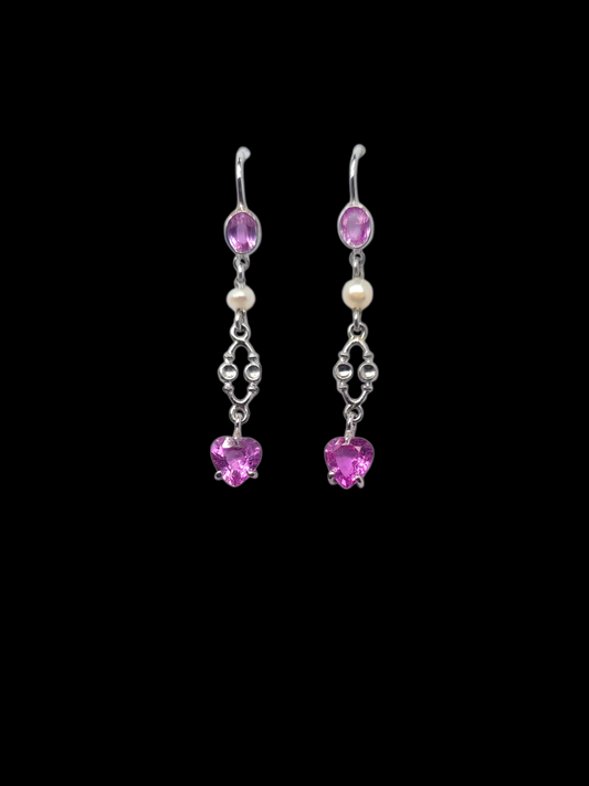 Pink sapphire and diamond diamond drop earrings
SKU: 8366