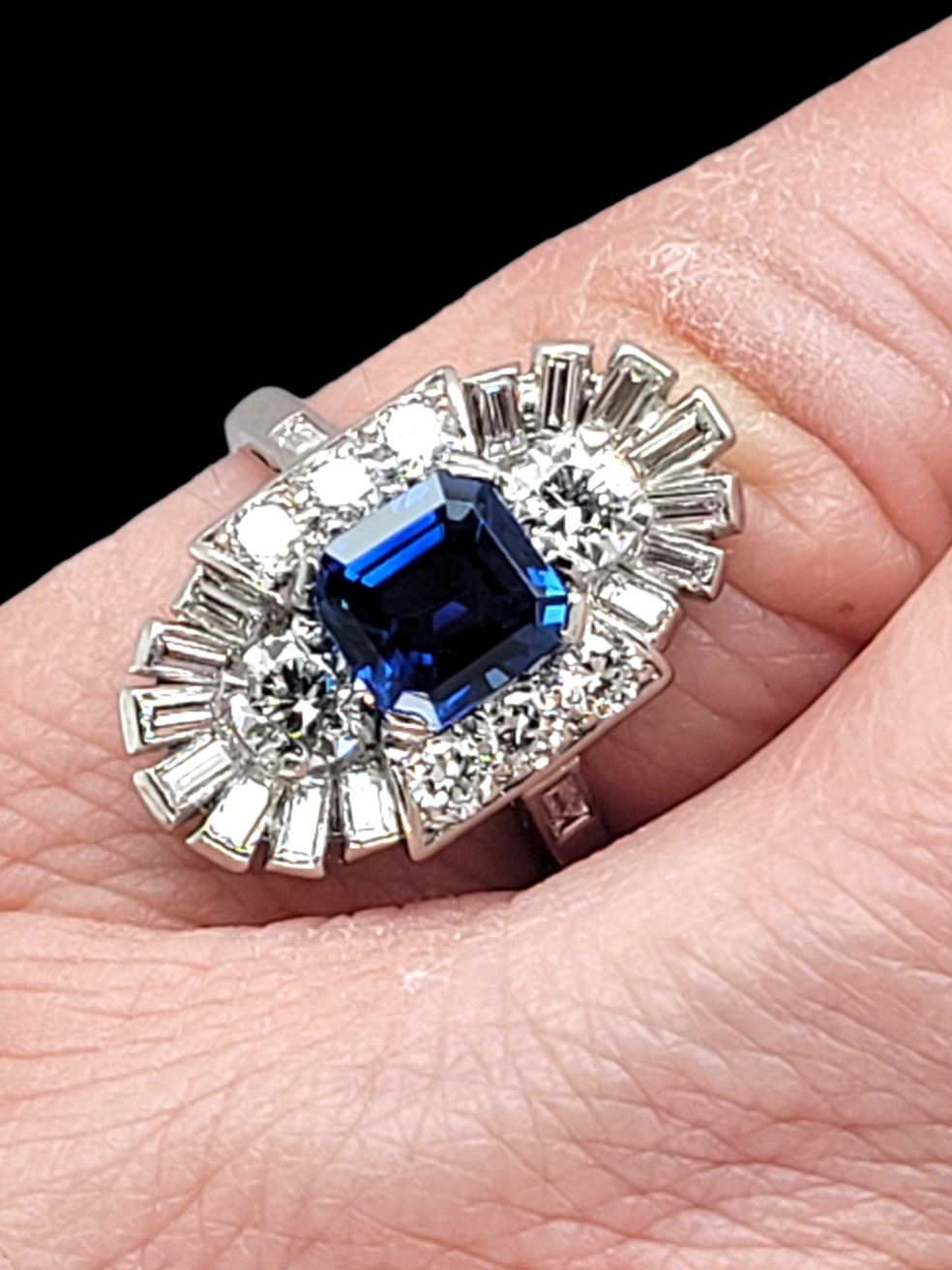 Fine Art deco sapphire and diamond cocktail ring SKU: 6238