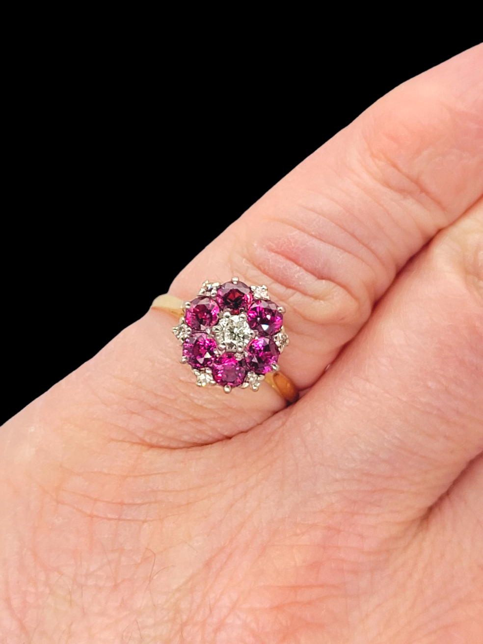 Vintage Ruby and diamond cluster ring
SKU: 6514