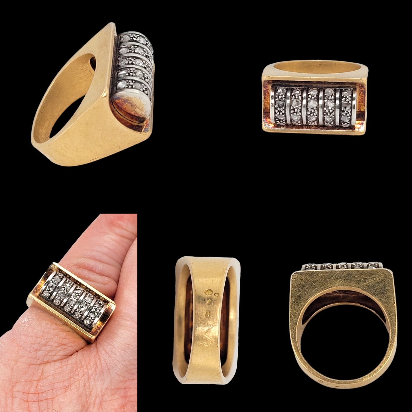 1930's French 'Tank' Gold and diamond ring
SKU: 7383