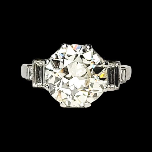 4.75ct art deco old European cut diamond ring