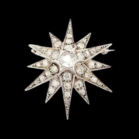 Antique diamond star brooch