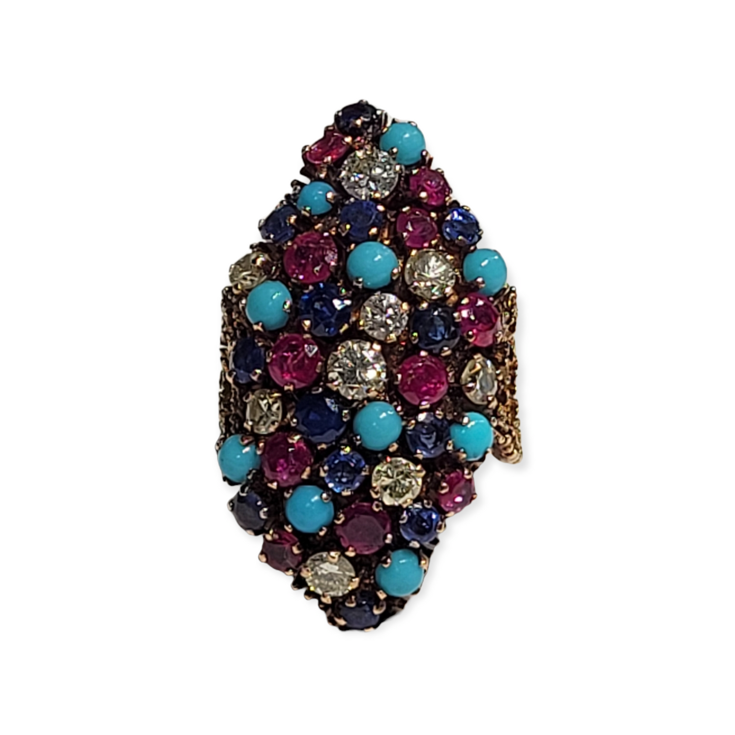 Unique gemset navette ring