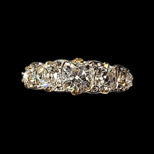 Five stone carved half hoop ring sku 5893