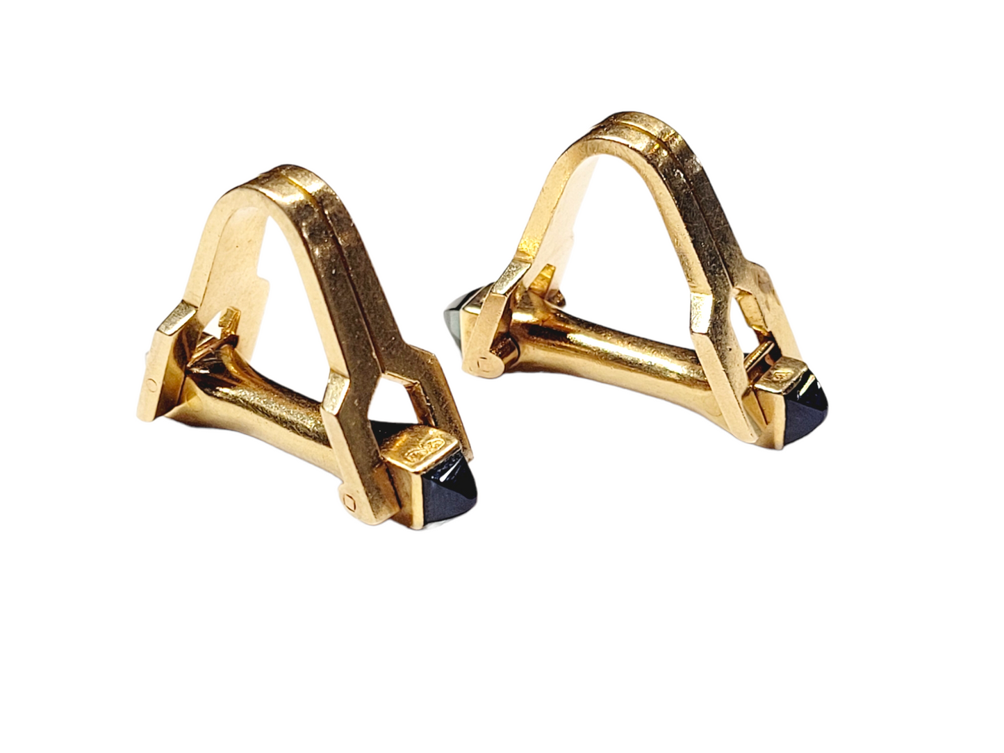 Vintage Boucheron sapphire stirrup gold cufflinks