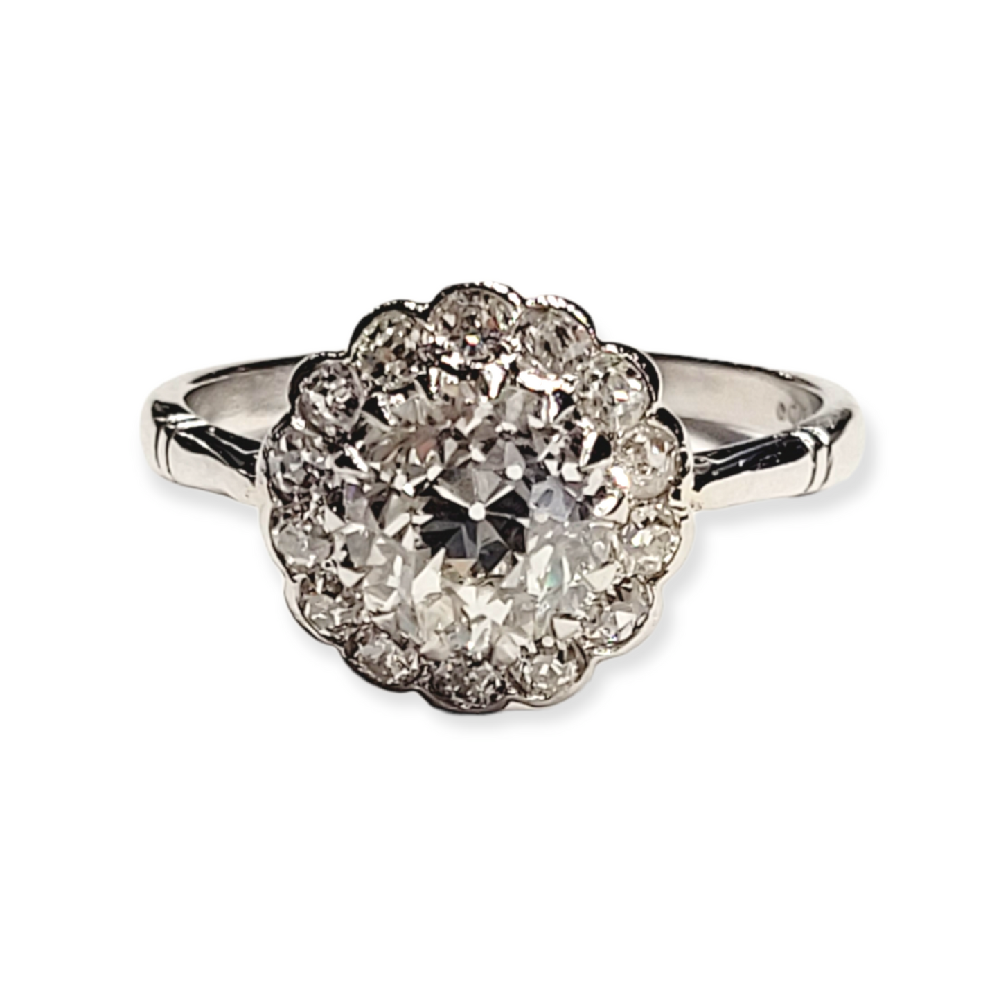 Antique diamond cluster engagement ring Sku 5932