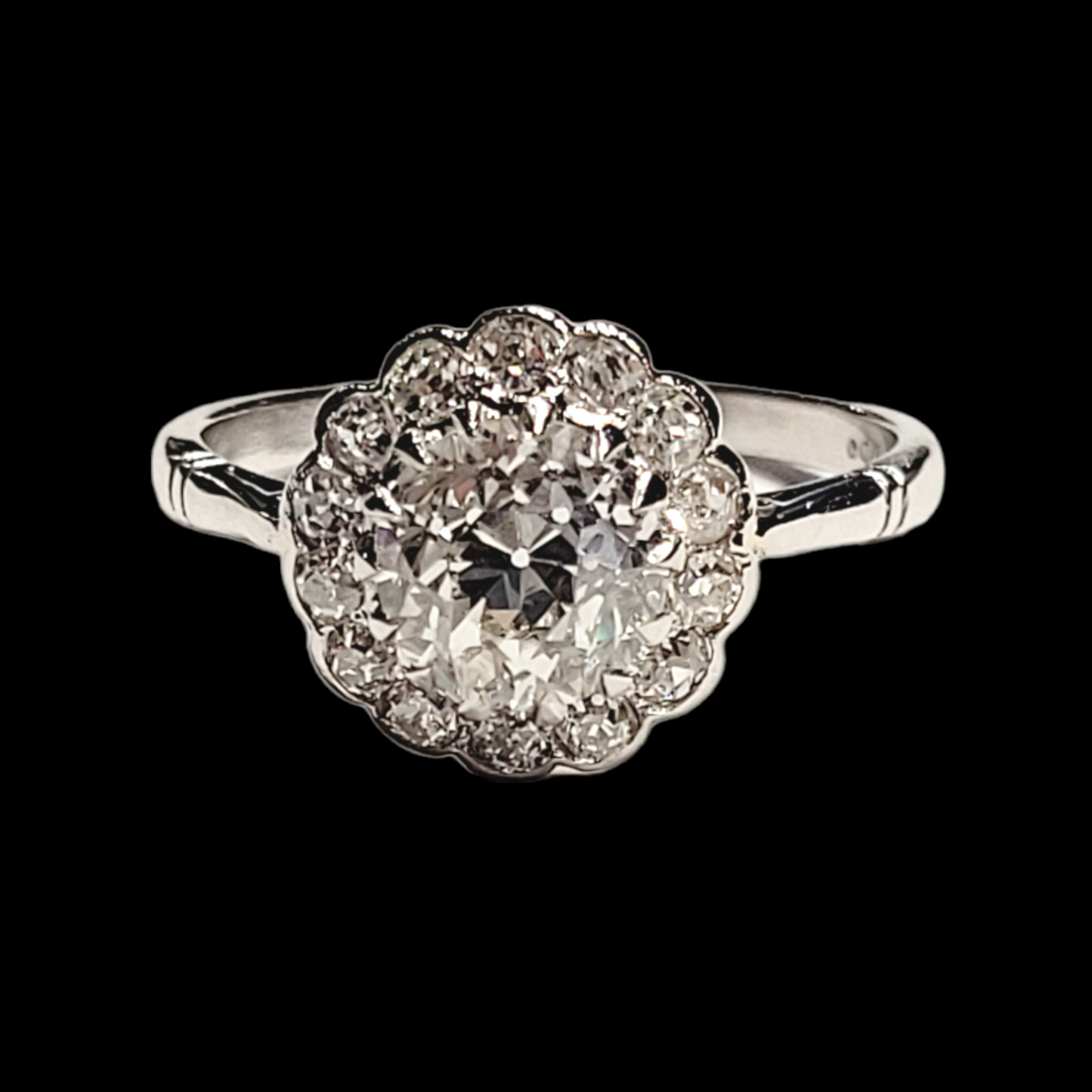 Antique diamond cluster engagement ring Sku 5932