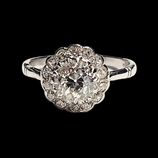 Antique diamond cluster engagement ring Sku 5932
