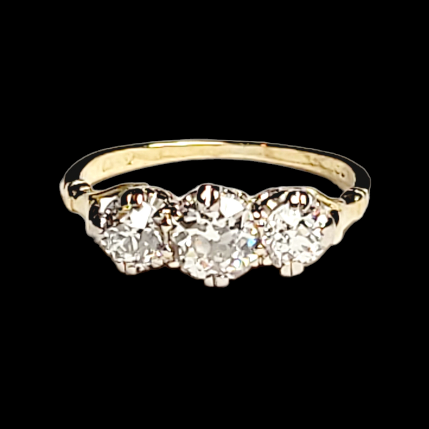 *Antique three stone diamond engagement ring