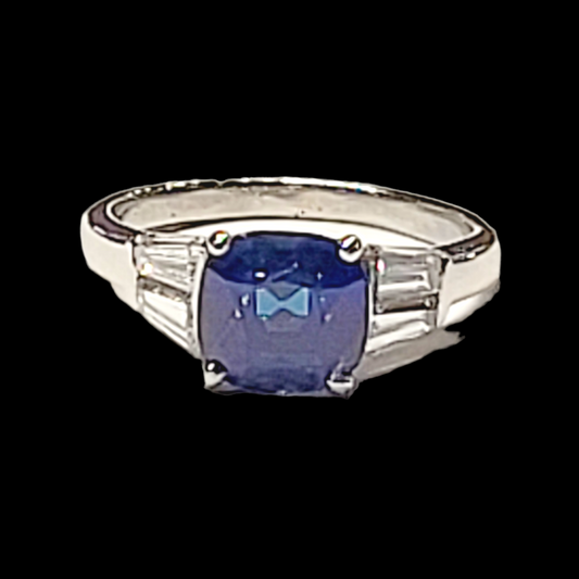 Art deco sapphire and diamond engagement ring Sku 5952