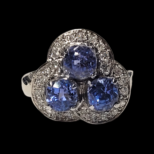 Cornflour sapphire and diamond art deco dress ring sku 5962