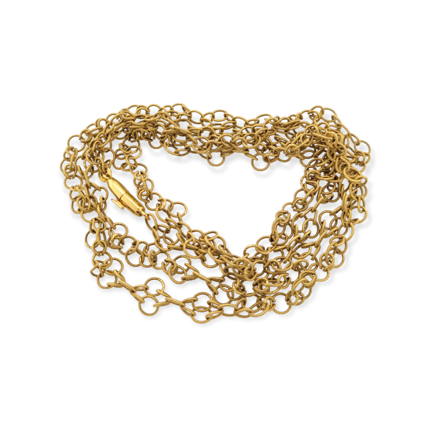 Stylish 18ct gold long twisted wire necklace