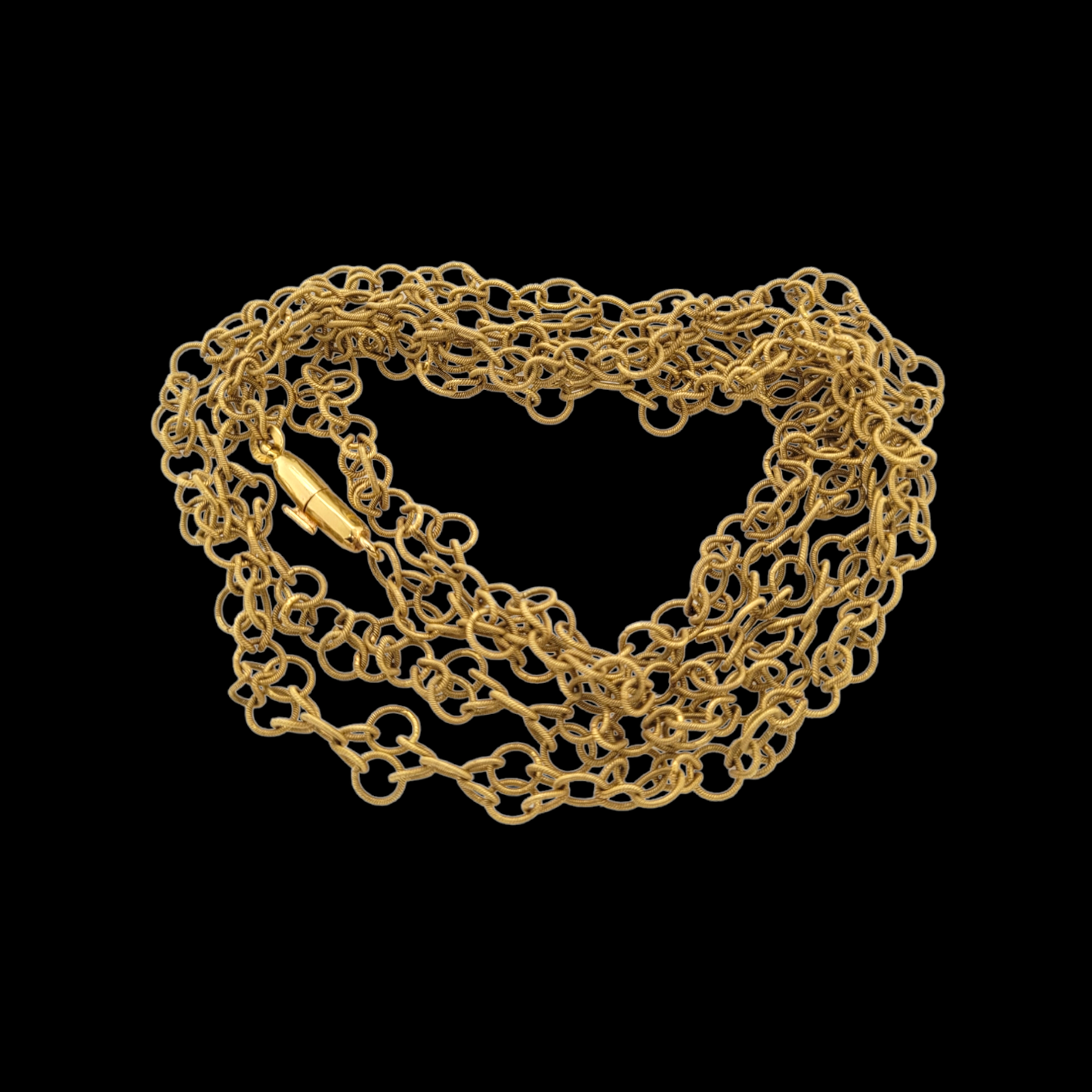 Stylish 18ct gold long twisted wire necklace
