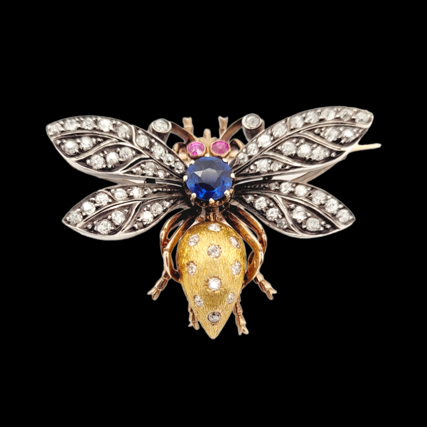 Antique sapphire and diamond bee brooch