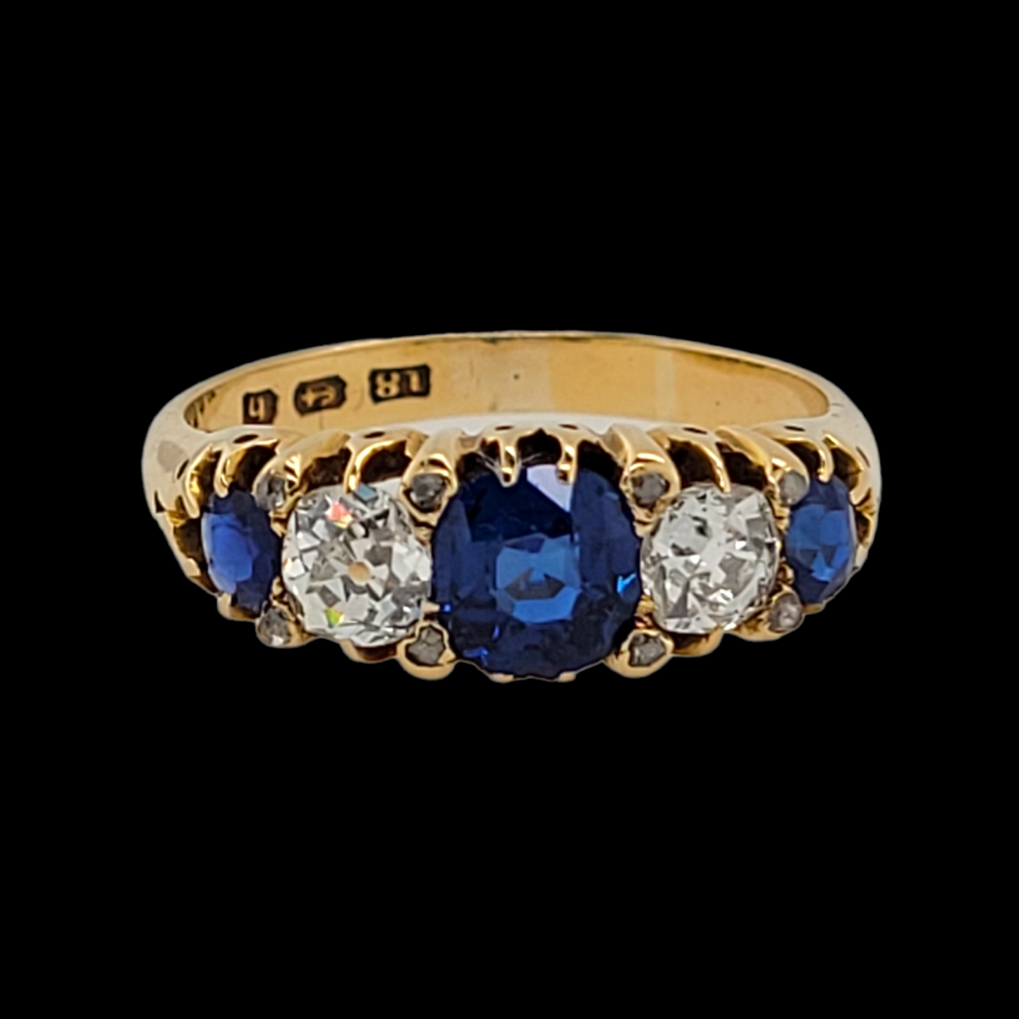 Sapphire and diamond 19th century ring