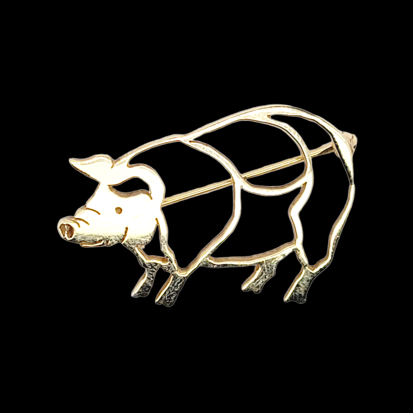 Gold pig brooch