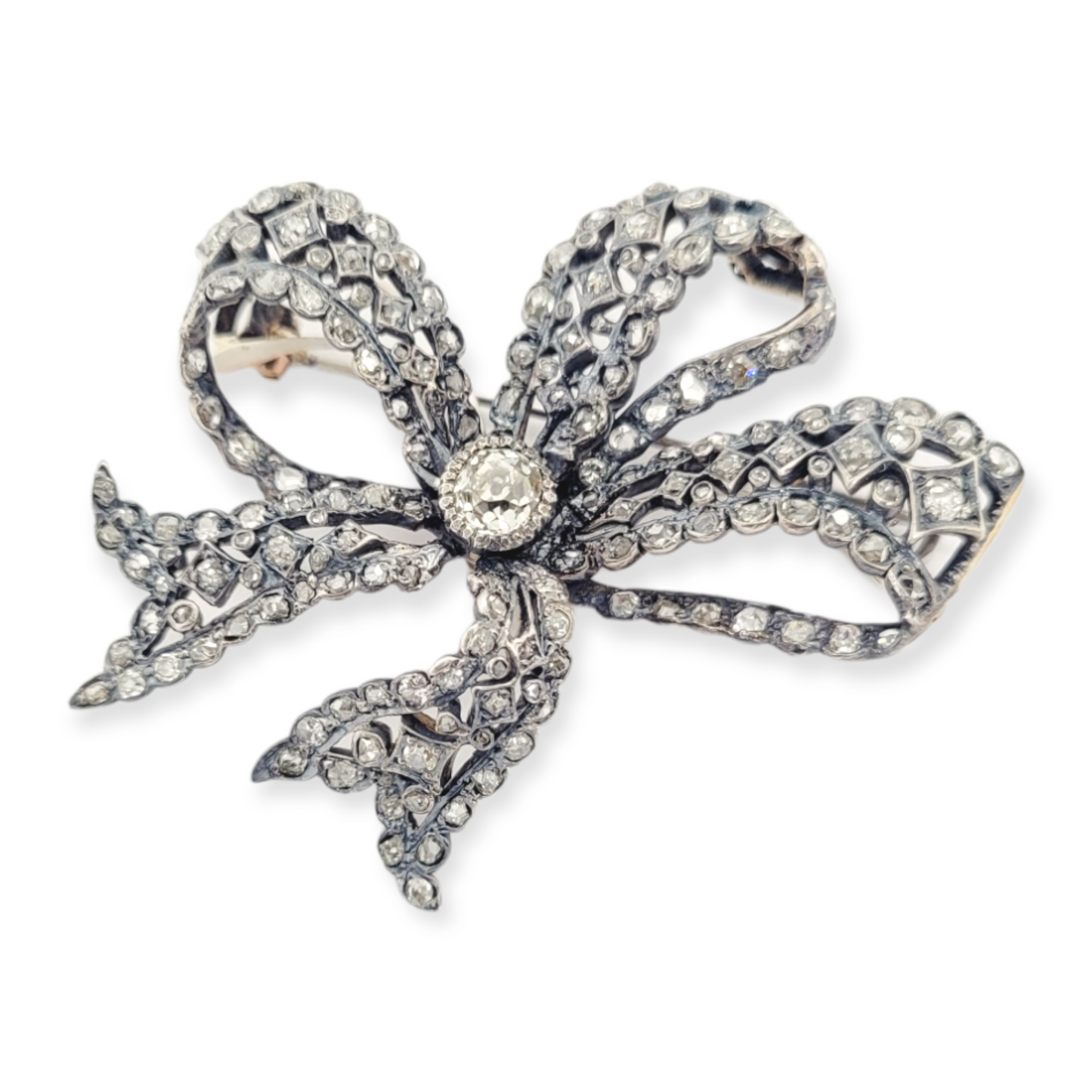 Antique diamond bow brooch