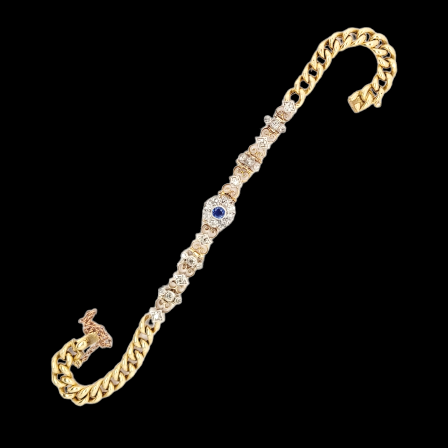 Antique sapphire and diamond gold bracelet