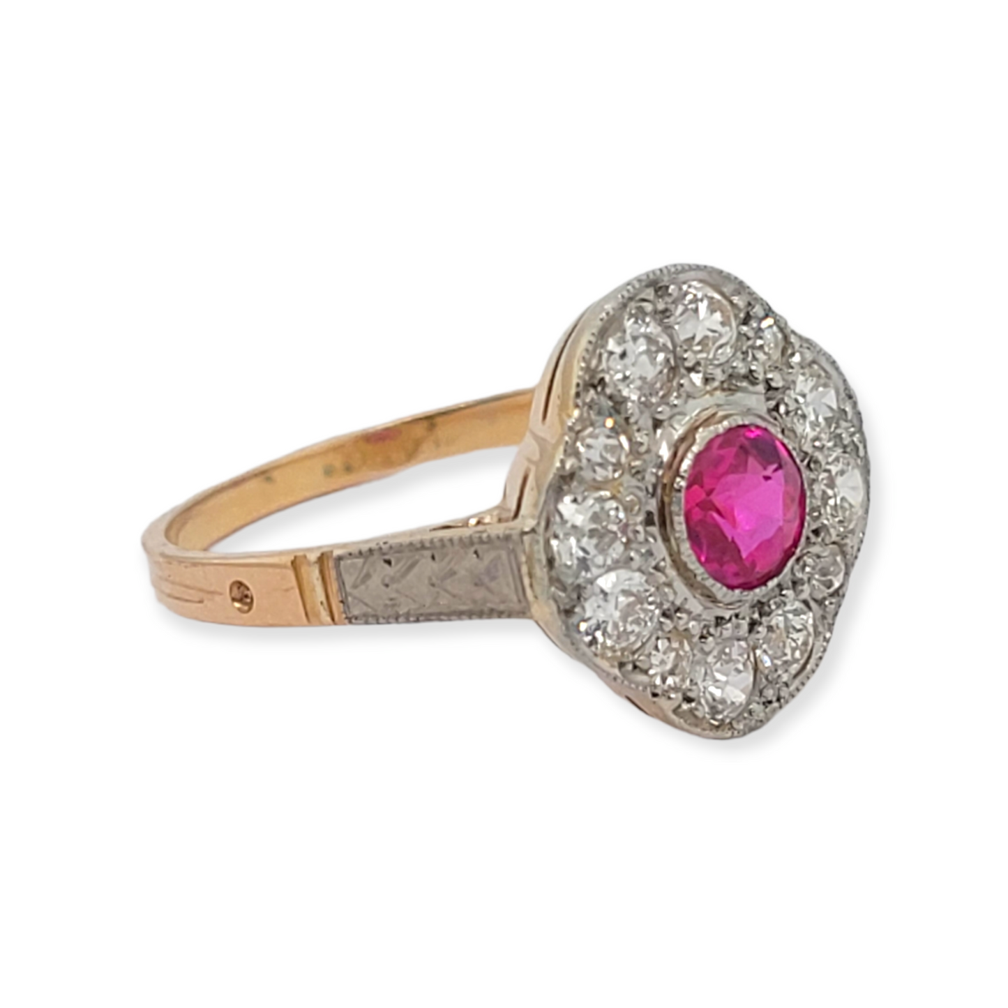 Antique Ruby and diamond quatrofoil ring