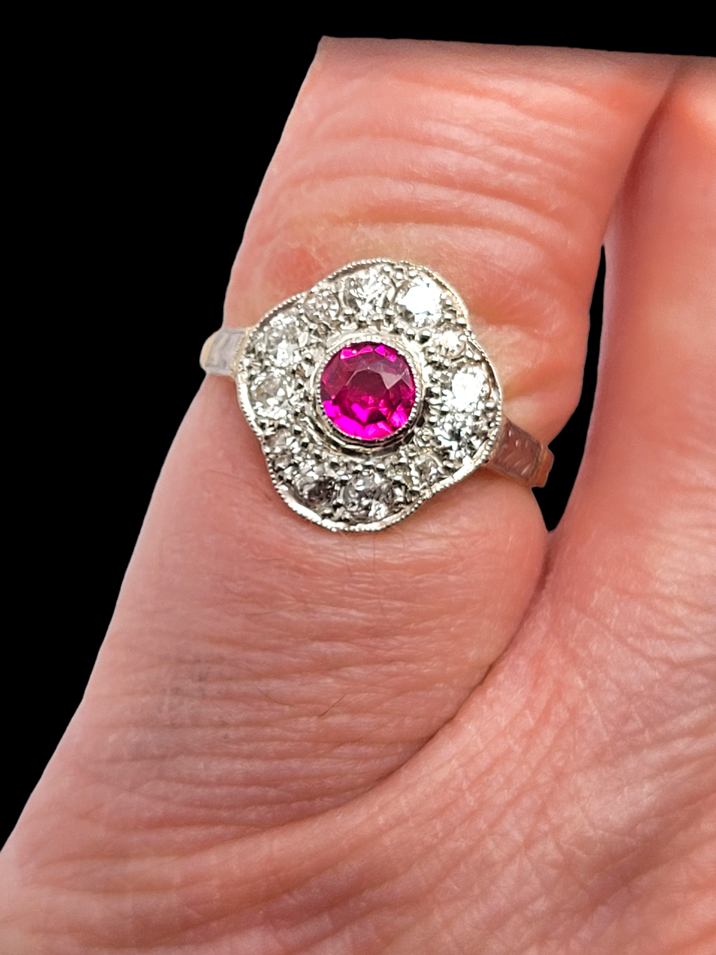 Antique Ruby and diamond quatrofoil ring