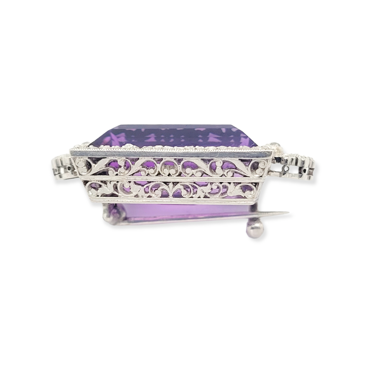 Fine amethyst and diamond belle epoque brooch