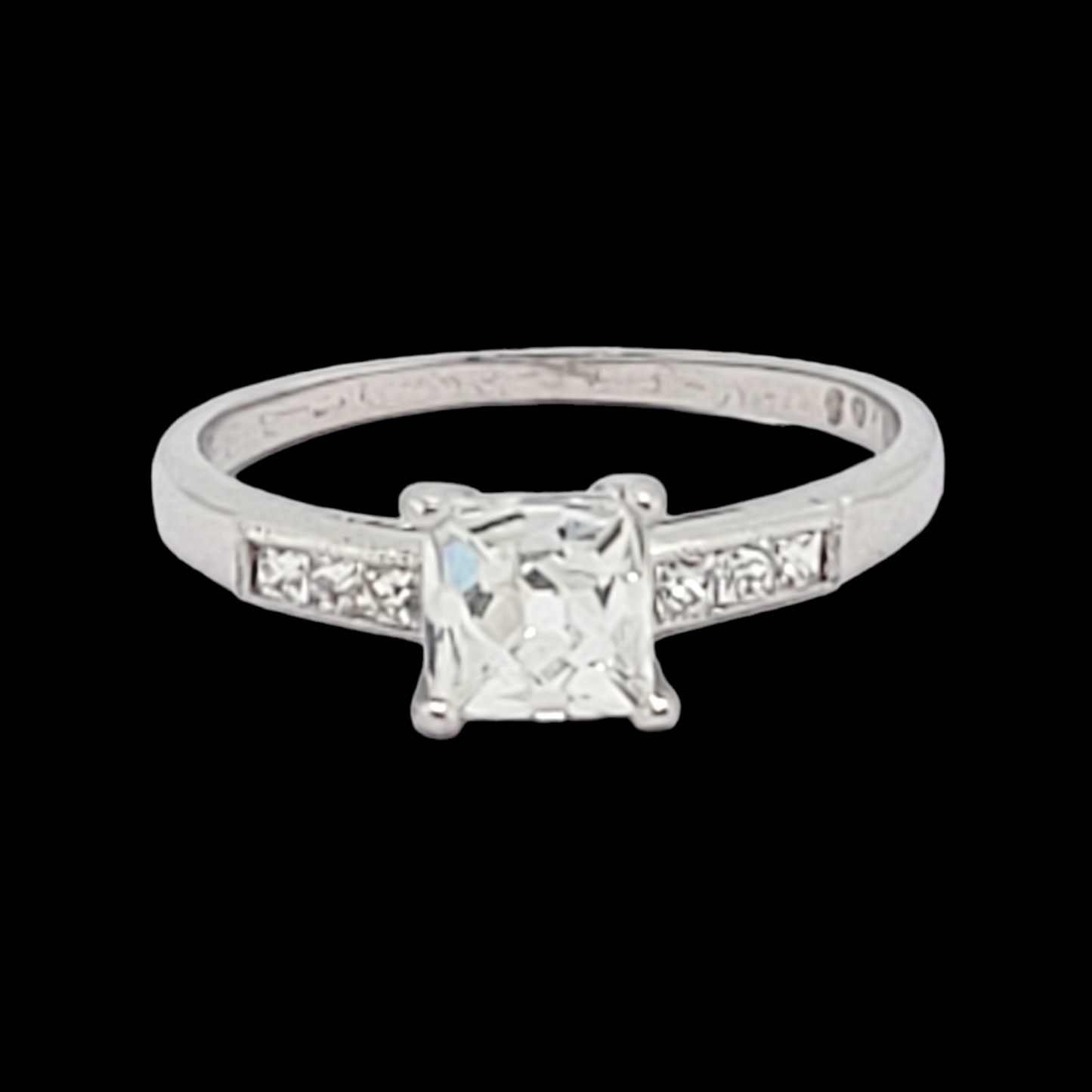 1.08ct French cut diamond engagement ring