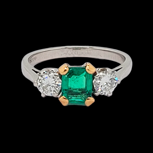 Colombian emerald and diamond engagement ring sku 6204