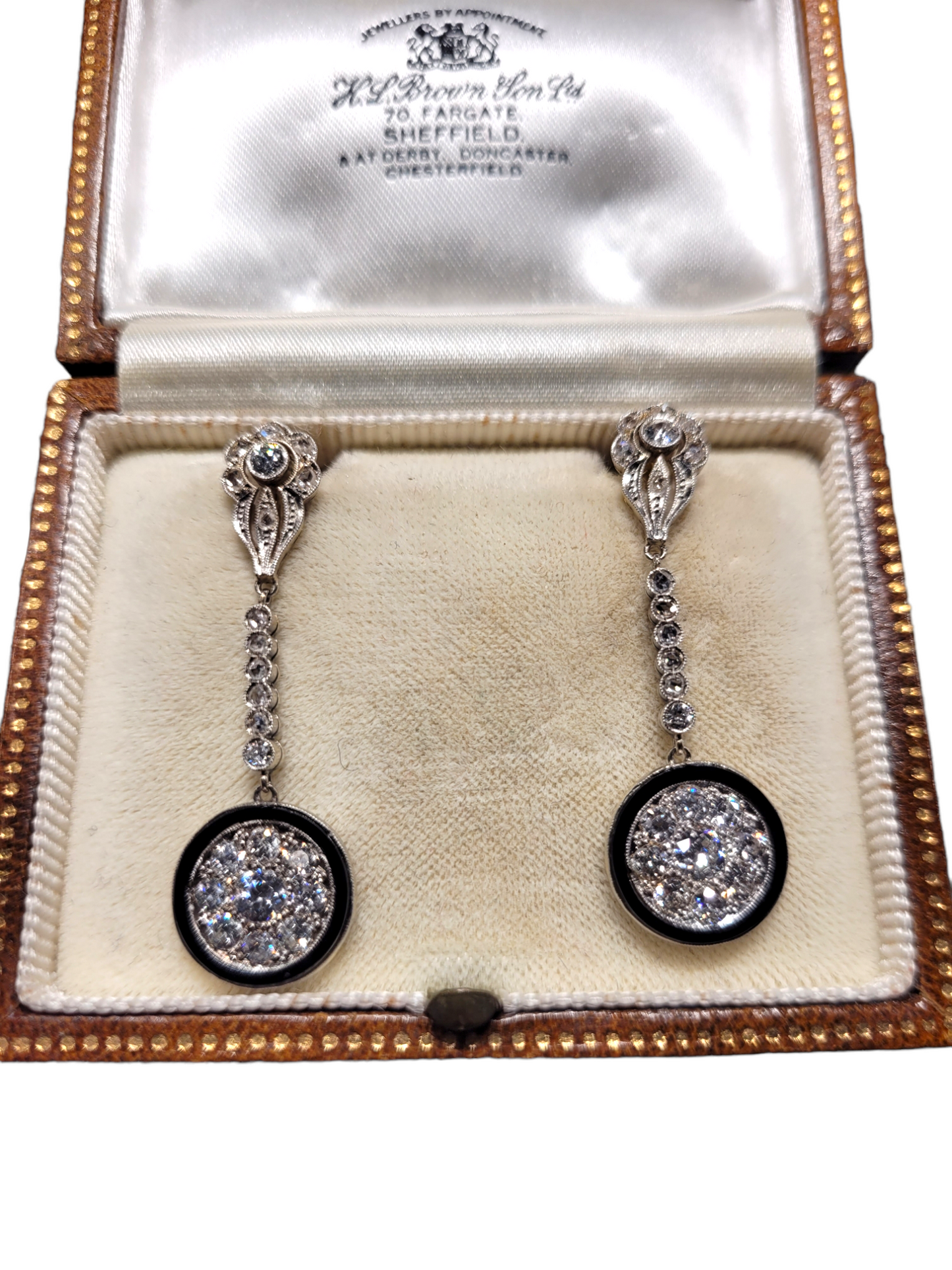 Art deco Onyx and diamond drop earrings