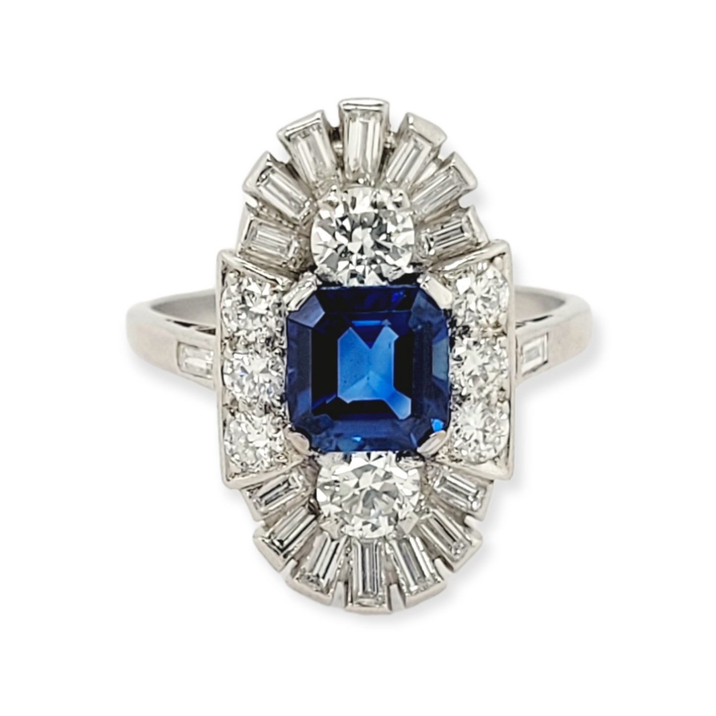 Fine Art deco sapphire and diamond cocktail ring SKU: 6238