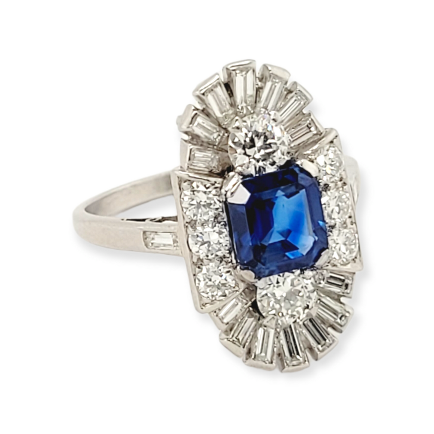 Fine Art deco sapphire and diamond cocktail ring SKU: 6238