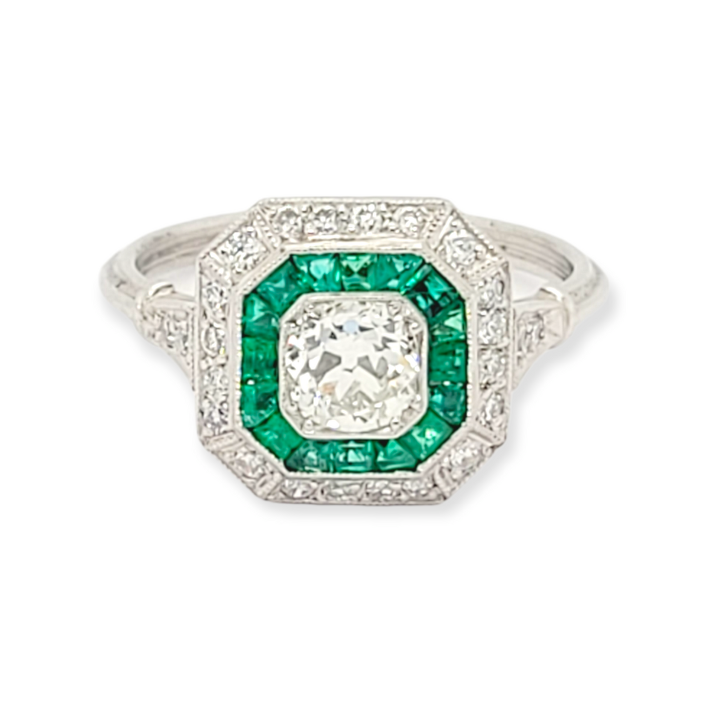 Emerald and diamond target engagement ring
SKU: 6256