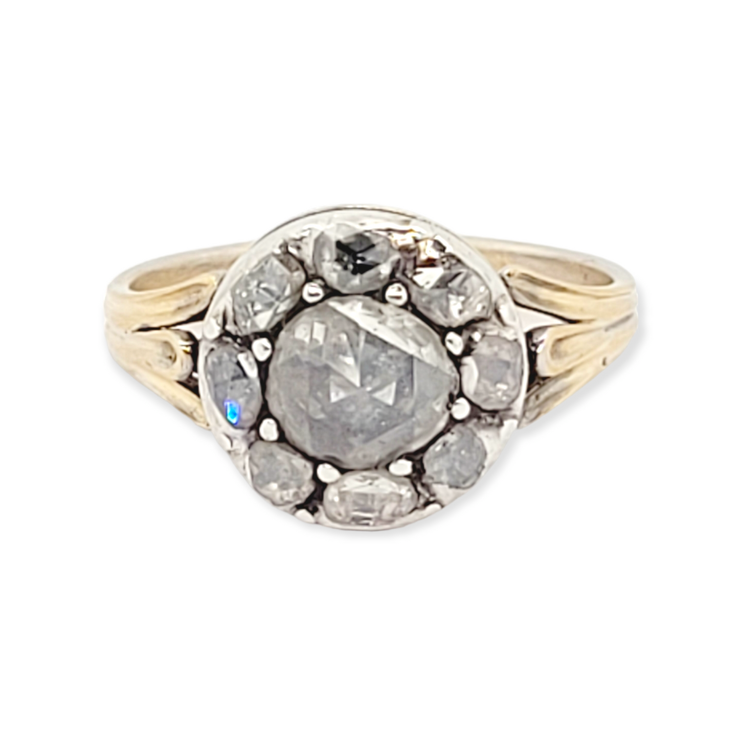 Georgian Rose cut diamond button cluster ring sku 6283