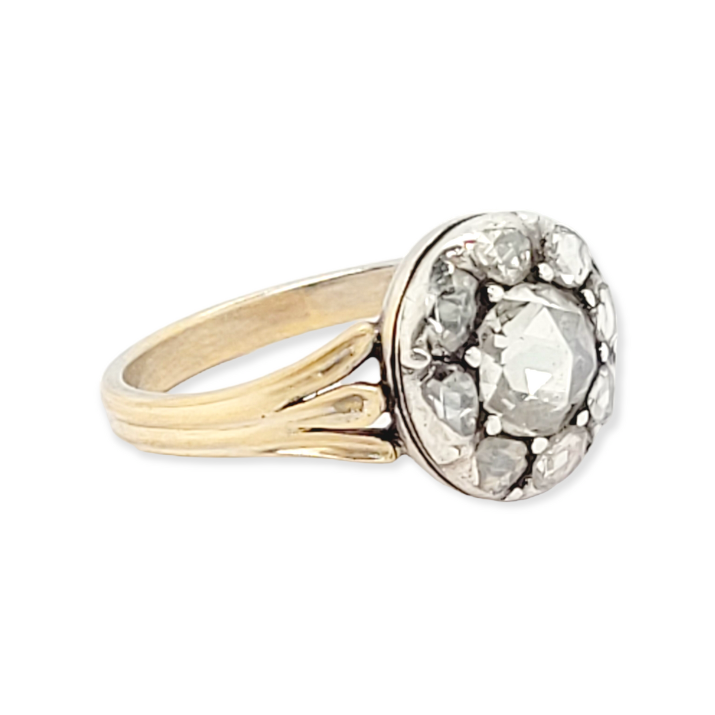 Georgian Rose cut diamond button cluster ring sku 6283
