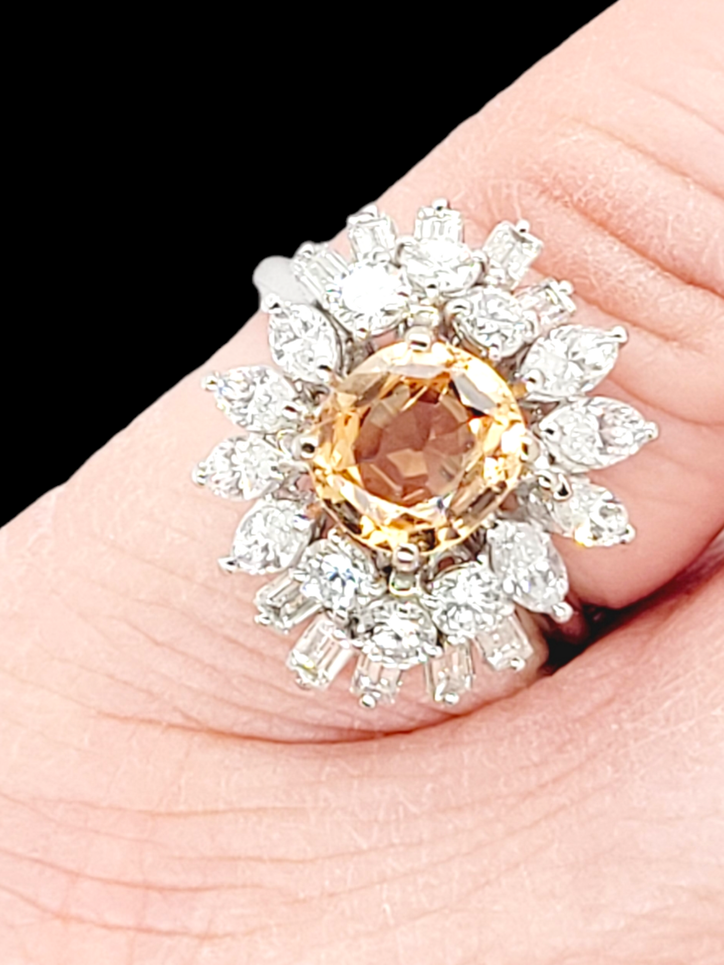 Stylish diamond baguette diamond and topaz cocktail ring
SKU: 6432