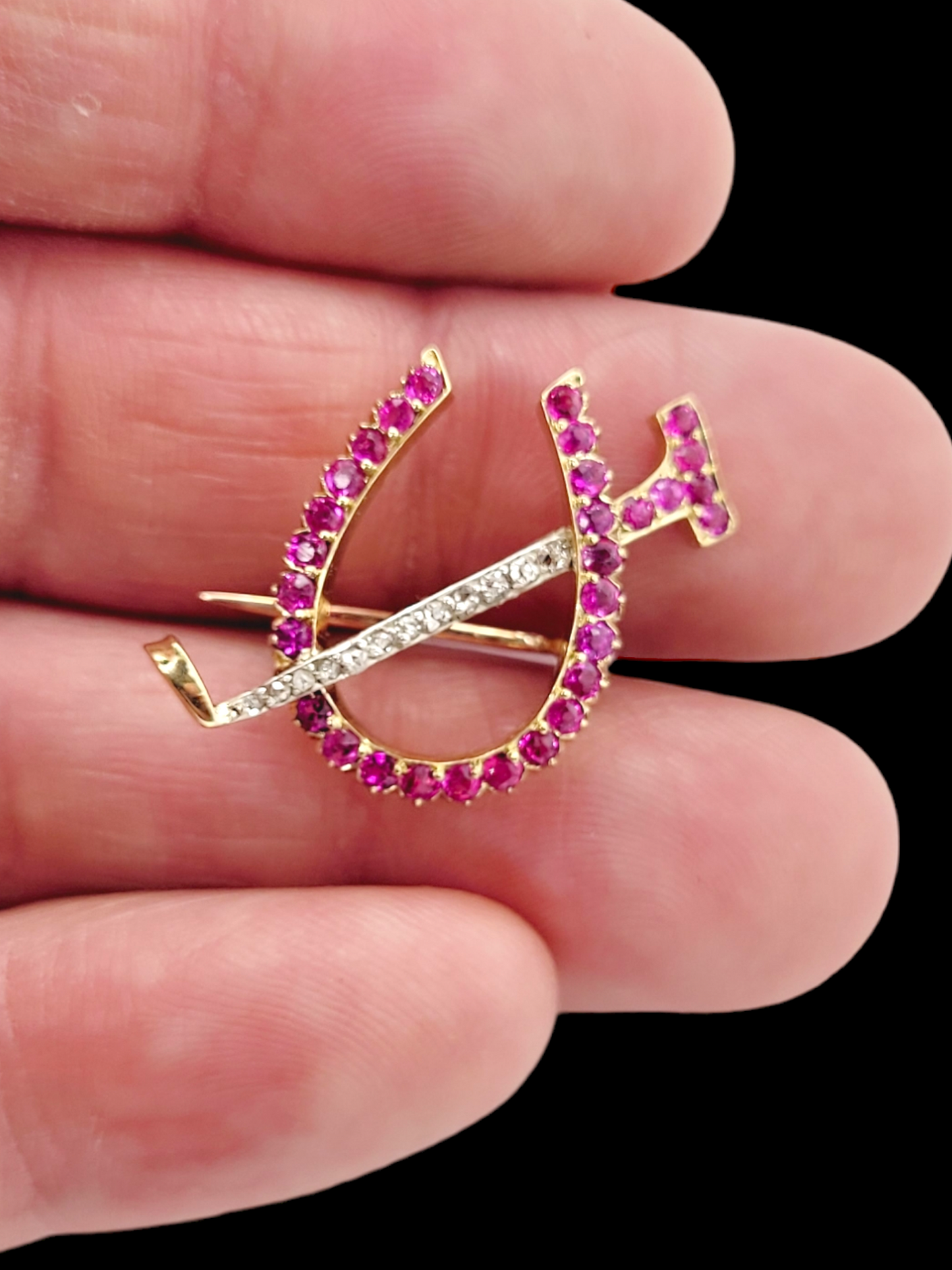 Antique Ruby and diamond horse shoe and crop brooch
SKU: 6454