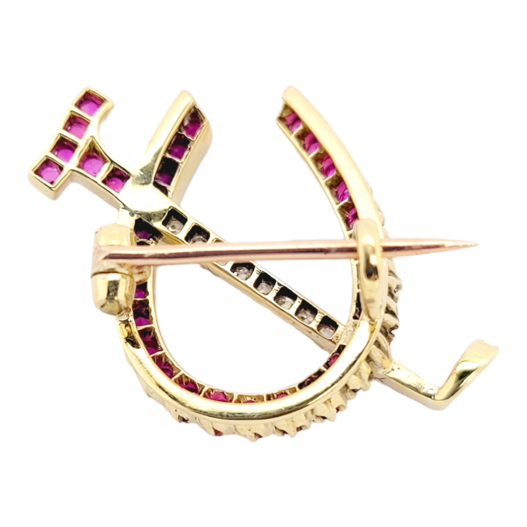 Antique Ruby and diamond horse shoe and crop brooch
SKU: 6454