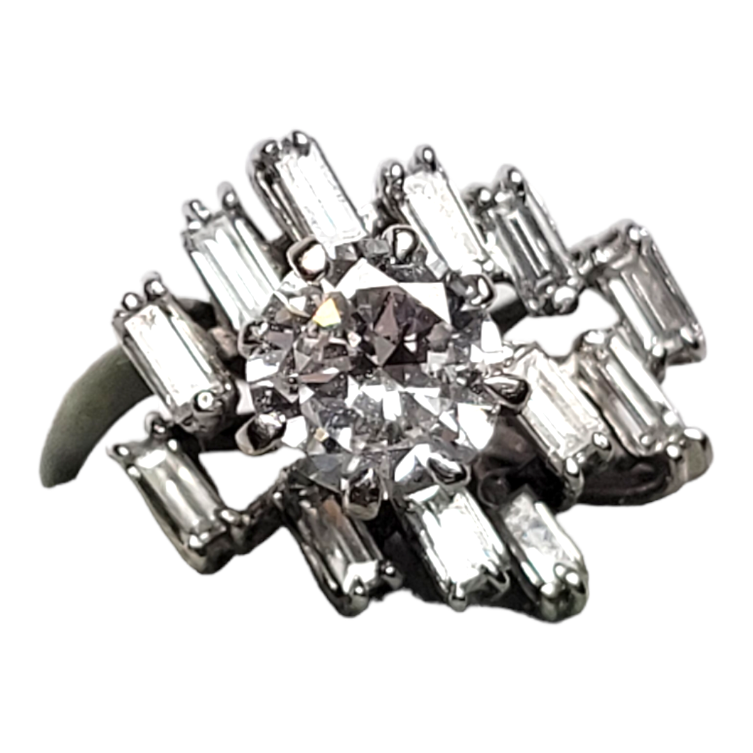Cool 1960's diamond and baguette diamond engagement ring
SKU: 6498