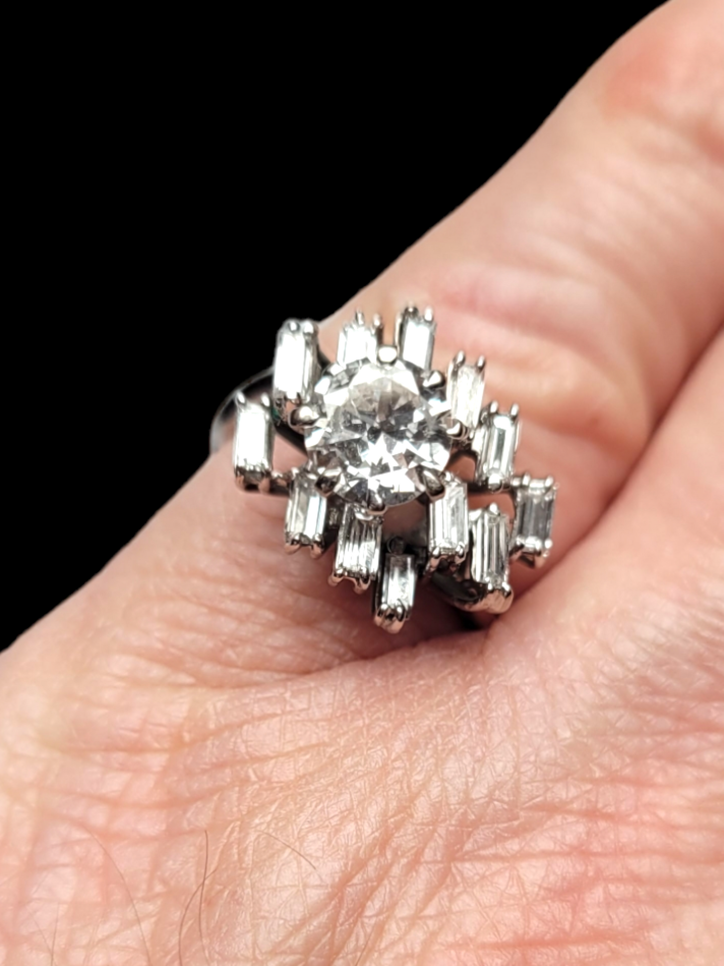 Cool 1960's diamond and baguette diamond engagement ring
SKU: 6498