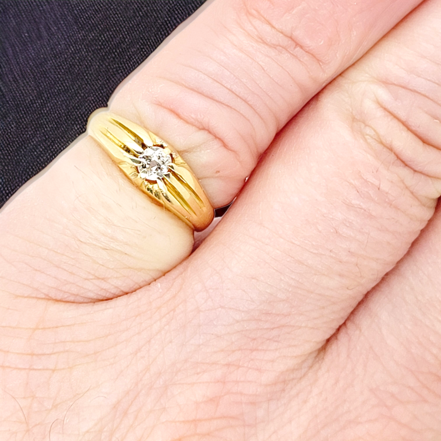 18ct gold old mine cut gypsy set ring sku 6526
