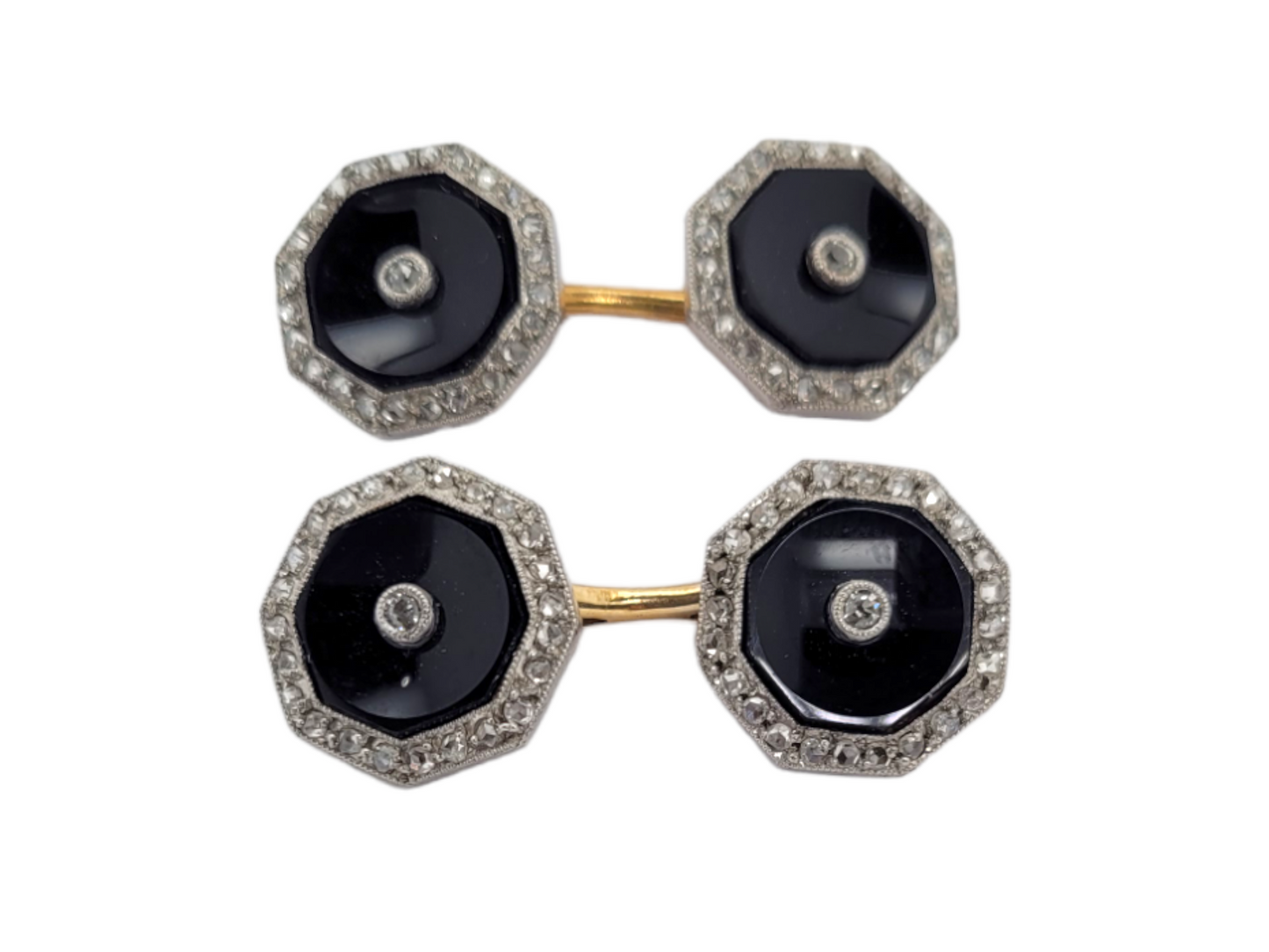 Art deco onyx and diamond hexagonal cufflinks
SKU: 6566
