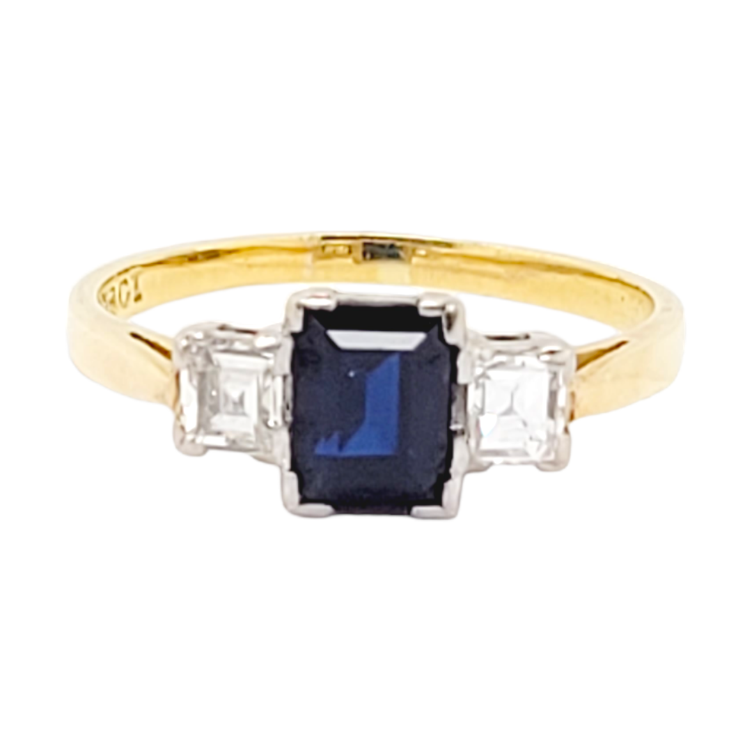 Vintage baguette sapphire and square diamond engagement ring
SKU: 6841