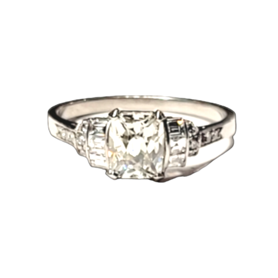 1.02ct old mine cushion cut diamond ring sku 6068