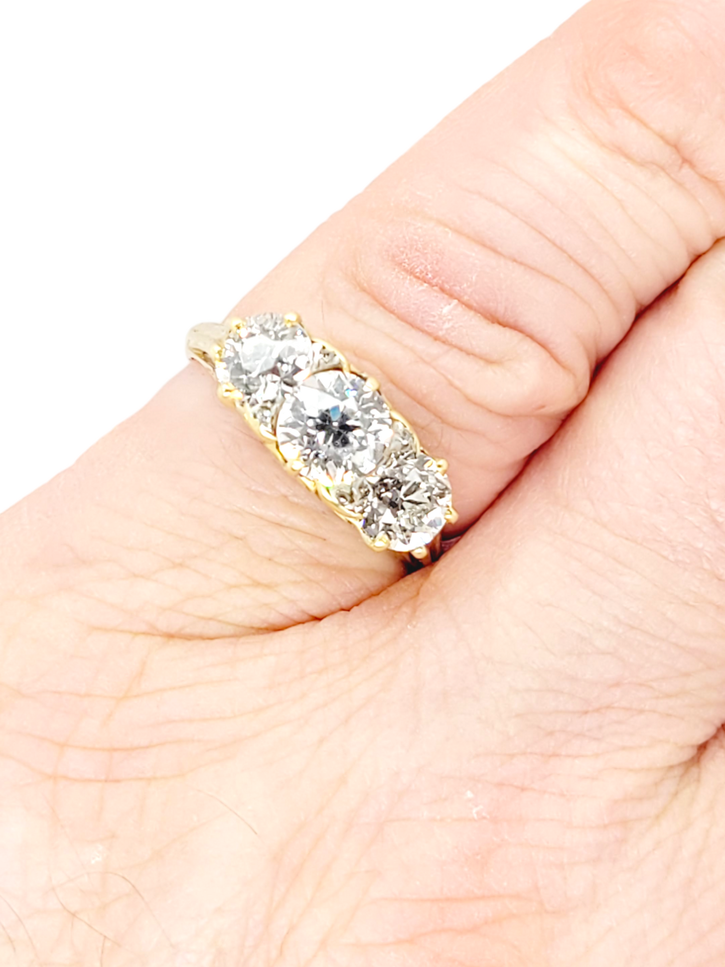 Antique old cut diamond carved half hoop ring
SKU: 6870