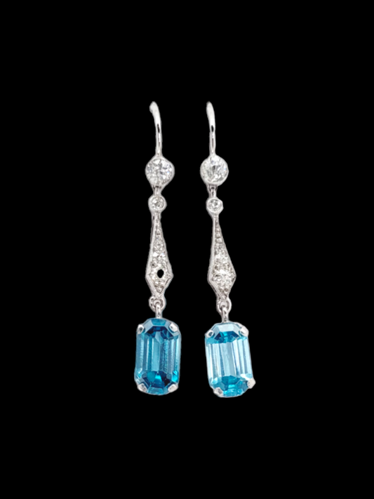Art deco diamond and blue zircon drop earrings
SKU: 6880