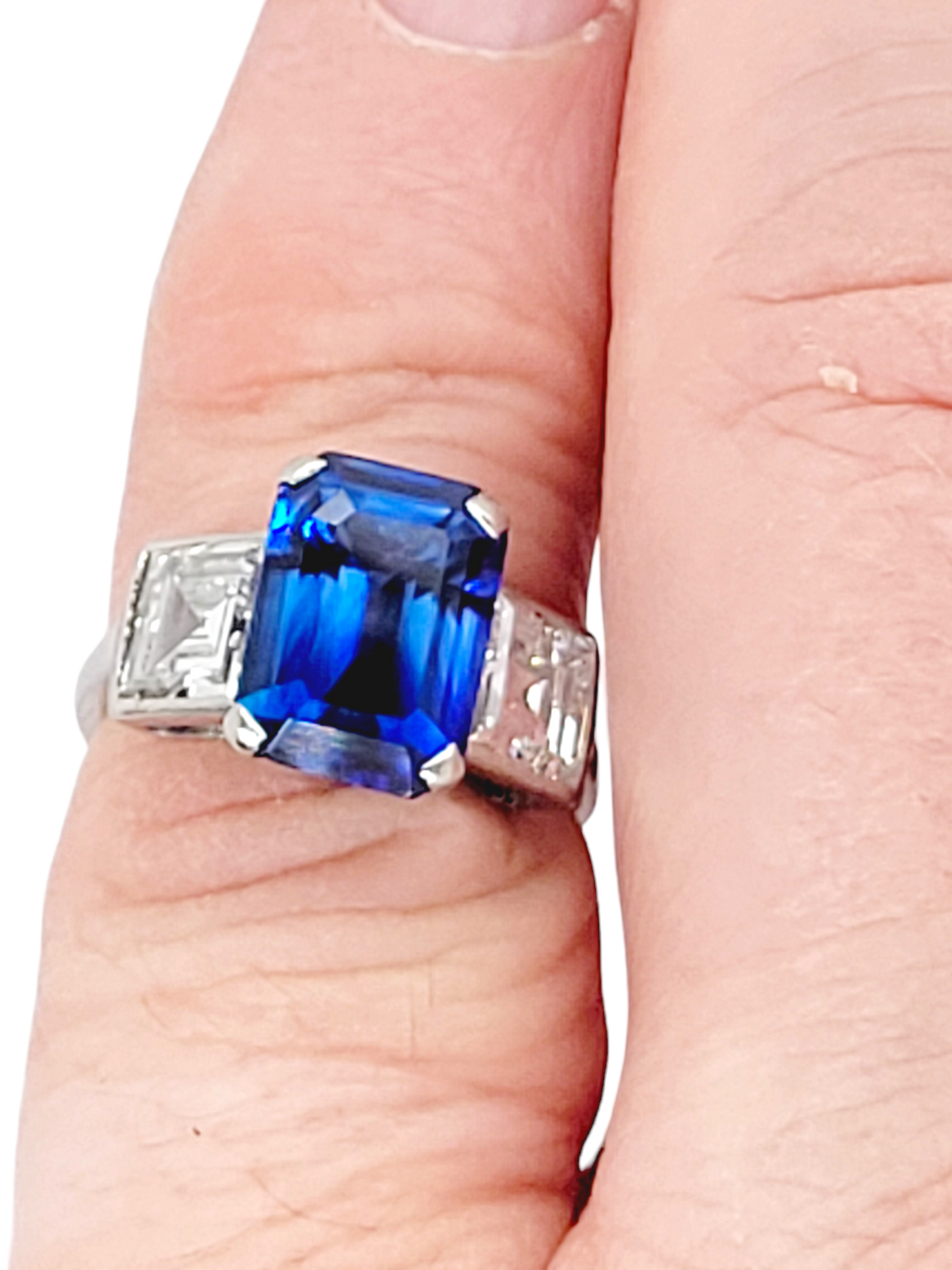 Art deco Ceylon sapphire and diamond engagement ring
SKU: 6991