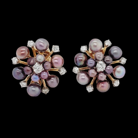 Chic coloured natural pearl and diamond snowflake earrings
SKU: 7018