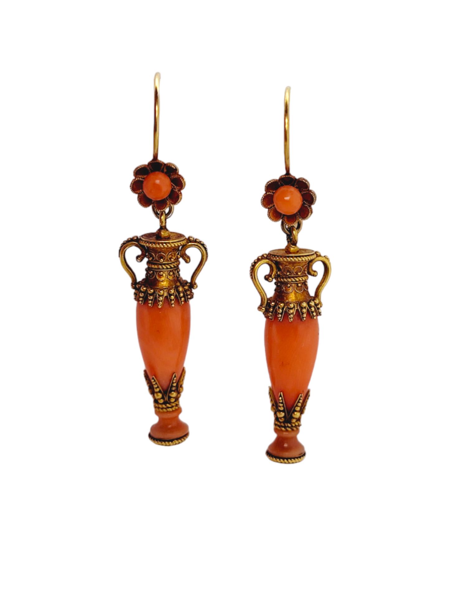Archaeological revival coral and gold amphora earrings
SKU: 7040