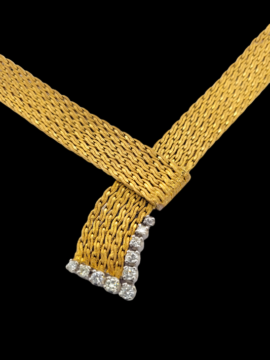 Vintage 18ct woven gold necklace with diamonds
SKU: 7159